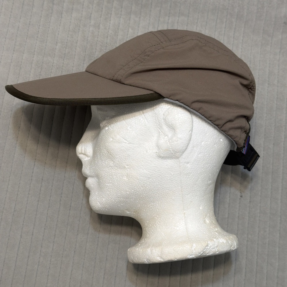 Vtg Patagonia 5 Panel Strapback Duck Bill Wide Hat USA Made Size Med 90s Brown